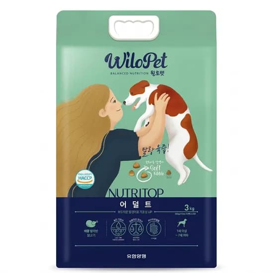 윌로펫 뉴트리탑 어덜트 사료, 1-7세, 닭, 3kg, 1개
