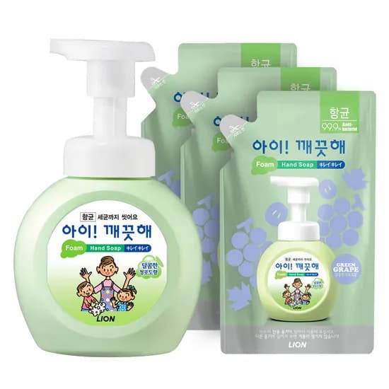 아이깨끗해 향균 폼 핸드 솝 본품 리필세트 청포도향 850ml 1세트