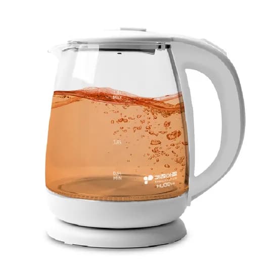 키친아트 무선 전기 티포트 유리 포트, 흰색, 1.8L, 1개