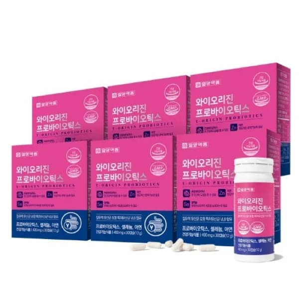 일양약품 와이오리진 프로바이오틱스 질유래유산균 400mg 30캡슐 6박스