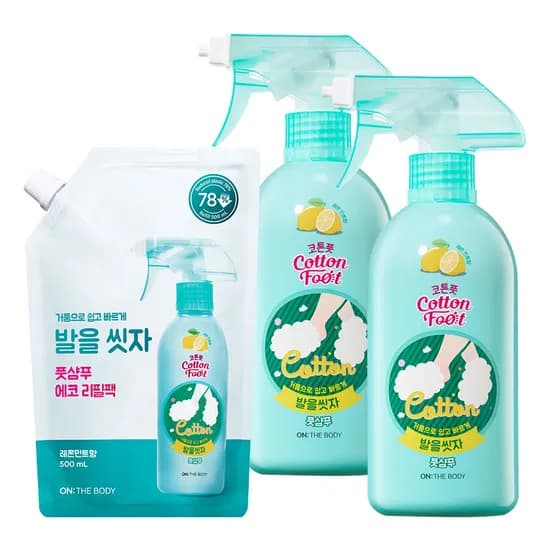 온더바디 코튼풋 발을씻자 풋샴푸 레몬민트향 385ml 2개
