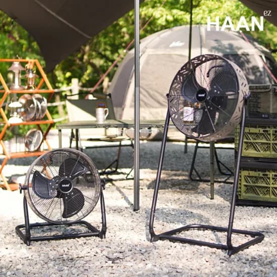 HAAN 2세대 높이조절 무선 캠핑용 선풍기 14인치 블랙 1개