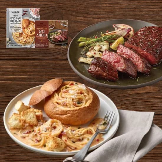 애슐리 베이컨 투움바 빠네 파스타, 600g, 1개 + 애슐리 살치 스테이크, 200g, 1개