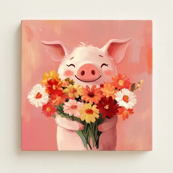 인테리어 소품 그림 액자 행복피기01 캔버스 40x40cm 1개