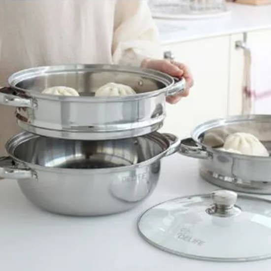 디라이프 스테인레스 인덕션 3단 찜전골냄비, DLA-SP28, 실버, 27.5cm, 1통