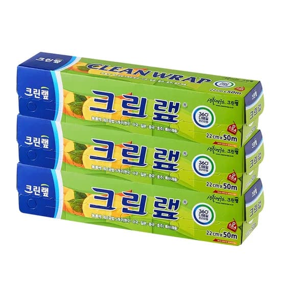 크린랩 비닐랩 샌드위치랩 주방랩 식품 포장랩 일회용 투명 업소용 위생랩, 22cm, 50m, 3개