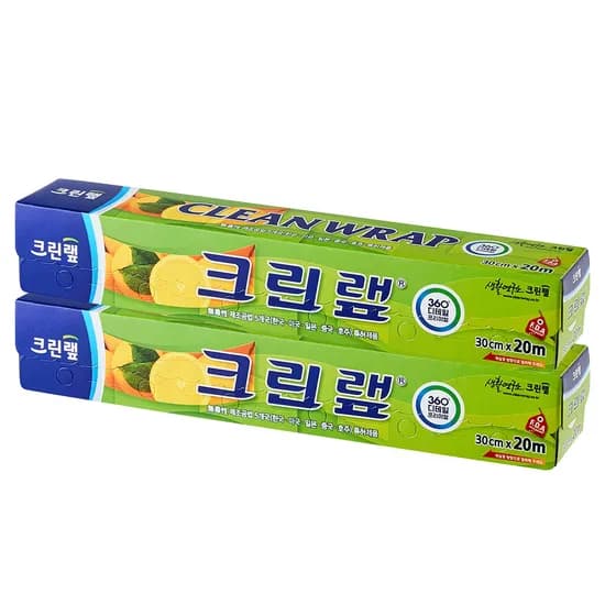 크린랩 비닐랩 샌드위치랩 주방랩 식품 포장랩 일회용 투명 업소용 위생랩, 30cm, 20m, 2개