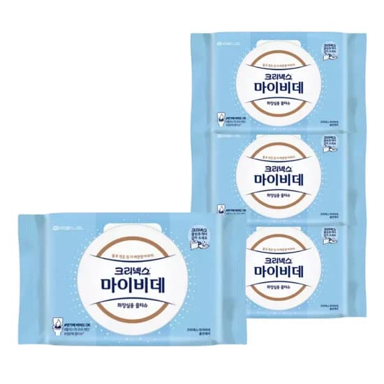 크리넥스 마이비데 클린케어 비데티슈 캡형 60매입 4팩