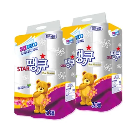 땡큐 천연펄프 화장지, 3겹, 14m, 30롤, 2팩
