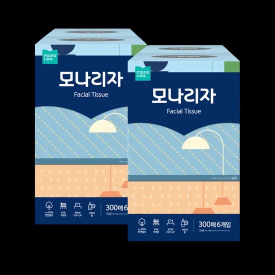 모나리자 미용티슈 300매 6입 2팩