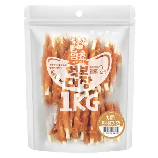 먹보대장 강아지 간식 치킨꽈배기껌 1kg 1개