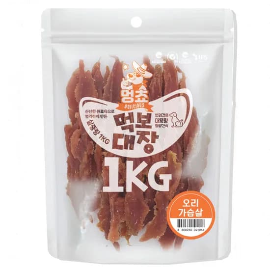 먹보대장 강아지 간식, 오리가슴살, 1kg, 1개