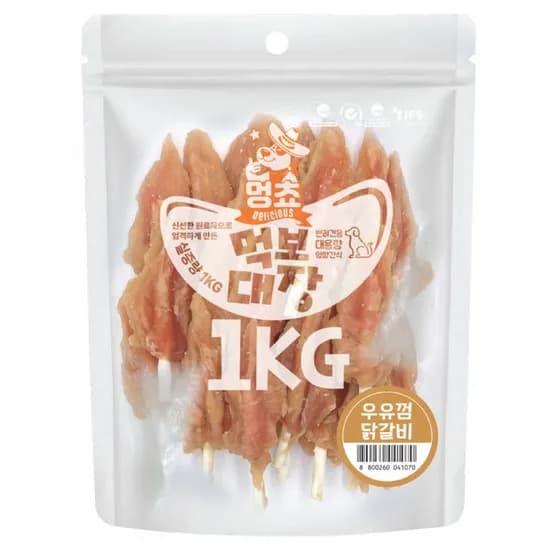먹보대장 강아지 간식 우유껌닭갈비 1kg 1개