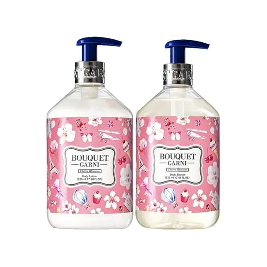 부케가르니 딥 퍼퓸 체리블라썸향 바디워시 + 바디로션, 520ml, 1세트