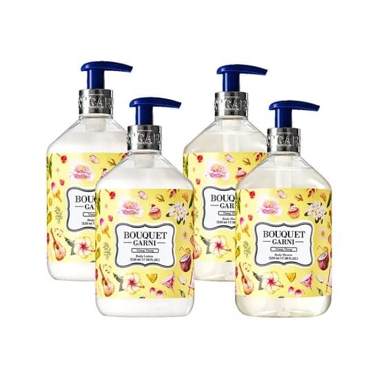 부케가르니 딥 퍼퓸 일랑일랑 바디워시 바디로션 세트, 바디워시 520ml 2개, 바디로션 520ml 2개, 1세트