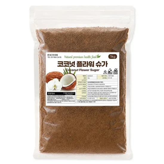 생그린한방울 코코넛슈가 실속형 비정제 설탕 1kg 1개