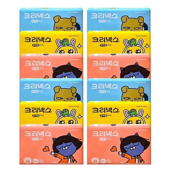 크리넥스 카카오프렌즈 휴대용 티슈 50매 12개