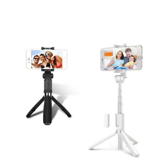SMARTEK 블루투스 삼각대 셀카봉, STBT-SF100, 블랙, 70cm, 1개