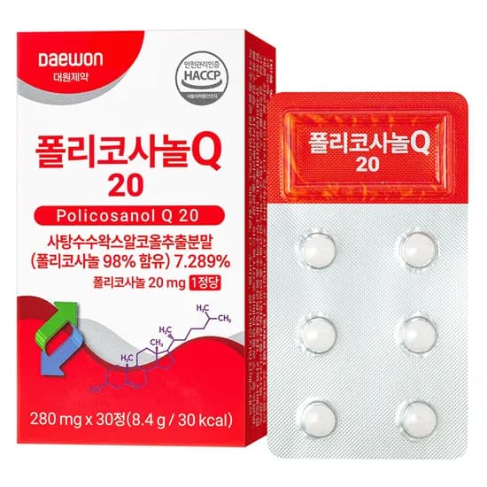 대원제약 폴리코사놀Q 20 1개월분 280mg 30정 1박스