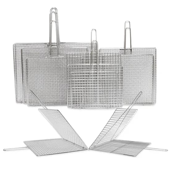 스텐 접이식 양면 사각 캠핑 석쇠, 대, 300x300mm, 1개