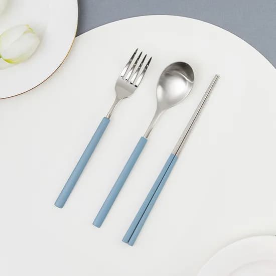 라온누리 보테 올스텐 컬러 커트러리, 블루그레이, 1세트, 스푼+젓가락+포크
