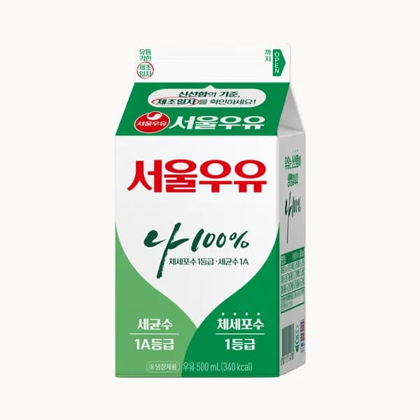 서울우유 나100% 우유 500ml 4팩