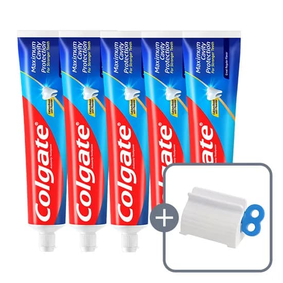 콜게이트 맥시멈 캐비티 프로텍션 치약, 레귤러, 175g, 5개 + 치약짜개, 1개