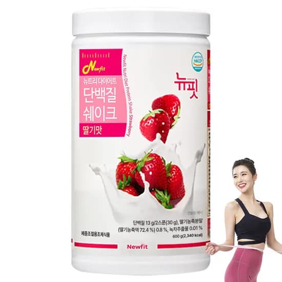뉴핏 저당 대용량 다이어트 단백질 쉐이크 딸기맛 600g 1개