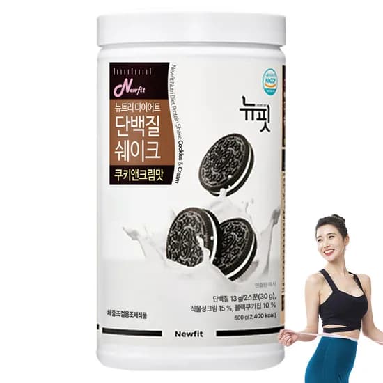 뉴핏 저당 대용량 다이어트 단백질 쉐이크 쿠키 맛 600g 1개