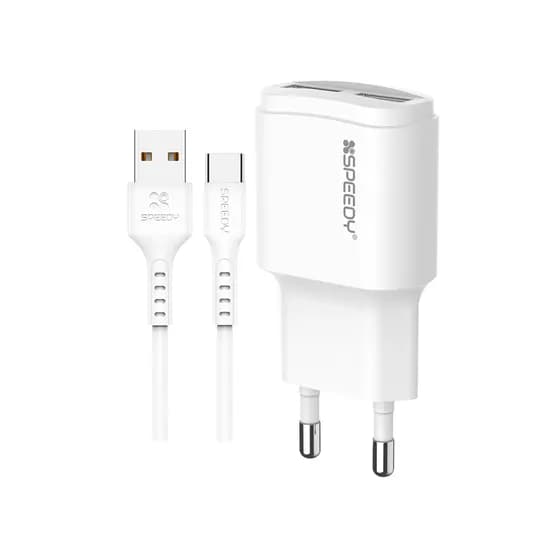 스피디 2포트 5V 2A 저전력 저속 USB 멀티 충전기 SPE-N8T2U21, 화이트, 1개