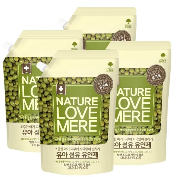 네이쳐러브메레 아기 섬유유연제 리필 녹두향 4팩 1300ml
