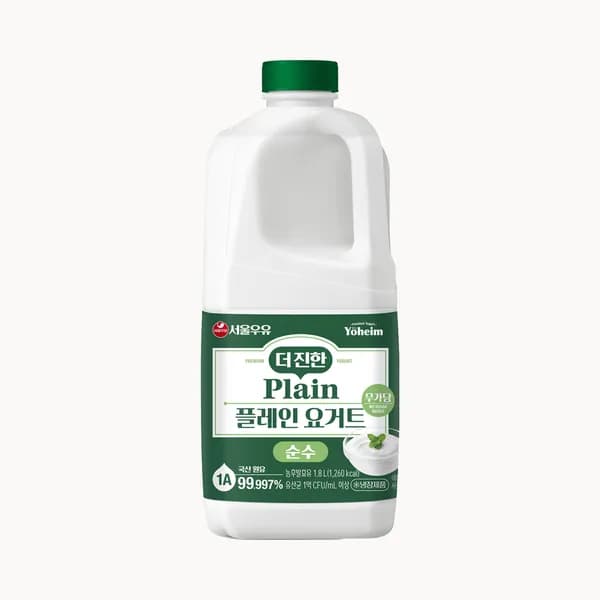 서울우유 플레인 요거트 대용량 무가당 더진한 순수 1.8L 1병