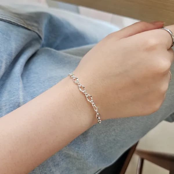 S925 데일리 실버 체인 팔찌 JSI335, 실버, FREE, 1개