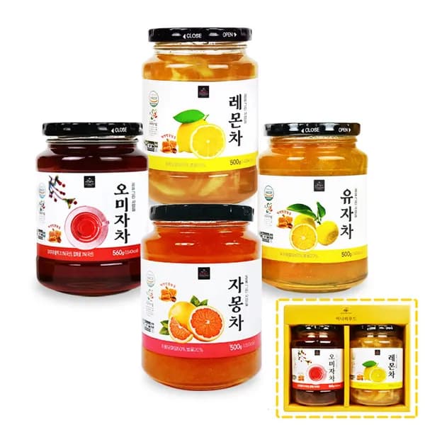 허니비푸드 벌꿀 과일차 2종 선물세트 레몬+오미자 1세트 18,600원