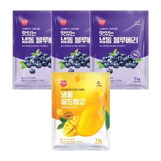 CJ프레시웨이 이츠웰 냉동블루베리 1kg 3개 외 골드망고 1kg 1개