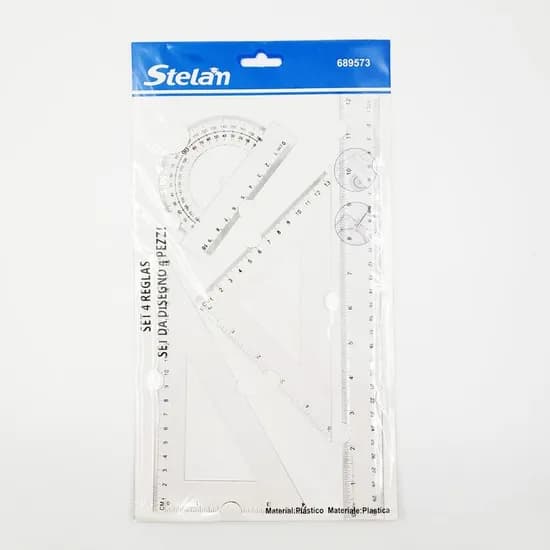 스텔란 삼각자 각도기 세트, 일반자 30cm, 직삼각형 삼각자, 정삼각형 삼각자, 각도기 10cm, 4개