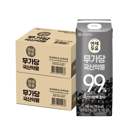 연세두유 무가당 국산약콩 두유 190ml 32팩