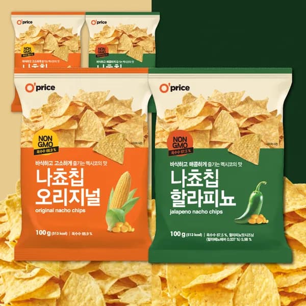 오프라이스 나쵸칩 오리지널 2개 + 나쵸칩 할라피뇨 2개 1세트 9,990원