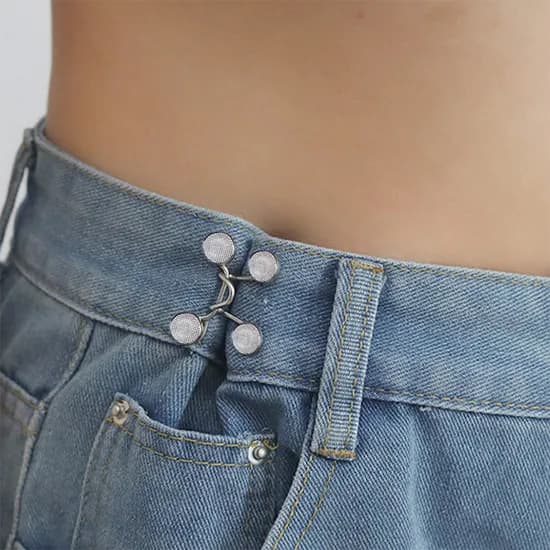 바지 허리줄이기 요술단추 허리조절 클립 후크, 기본, 실버, 1세트