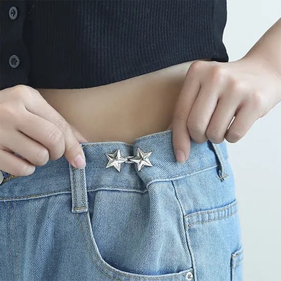 바지 허리줄이기 요술단추 허리조절 클립 후크, 스타, 실버, 1세트