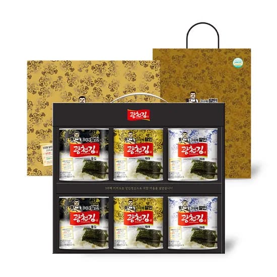광천김 3대째 달인 고급 선물세트 6호, 재래김 30g 2개 + 파래김 30g 2개 + 돌김 30g 2개, 1세트