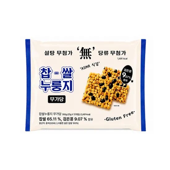 포프라이스 찹쌀 누룽지 스낵 무가당 검은콩 25g 12개