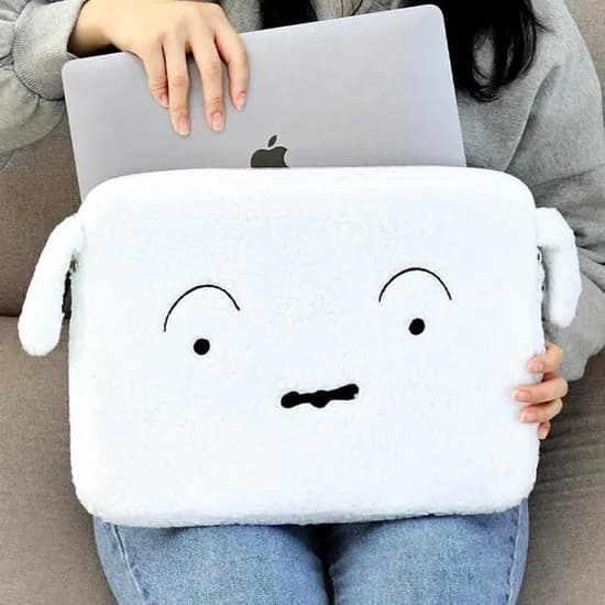 흰둥이 뽀글이 아이패드/노트북 파우치, 화이트, 11인치, 1개