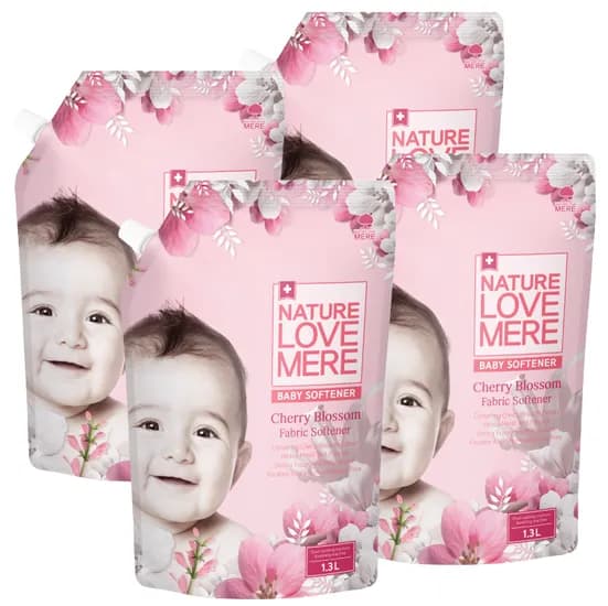 네이쳐러브메레 아기 섬유유연제 리필 체리블라썸향 1300ml, 4팩 세트