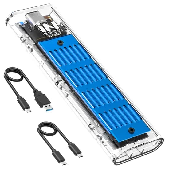 인네트워크 USB3.1 Gen2 M.2 NVMe 방열판 써멀패드 SSD 외장케이스 블루 1개