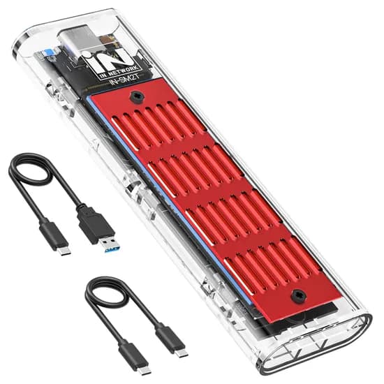 인네트워크 USB3.1 Gen2 M.2 NVMe 방열판+써멀패드 SSD 외장케이스, IN-SM2TRD, 레드, 1개