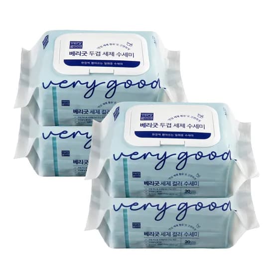 베리굿 두겹 세제 수세미 컬러랜덤발송 20매 4팩 1개