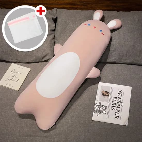 토끼와 곰의 쿨링 바디 필로우, 핑크, 90cm