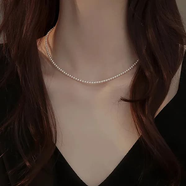 스와로브스키 볼 체인 초커 진주 목걸이 화이트 3mm 1개 20,590원