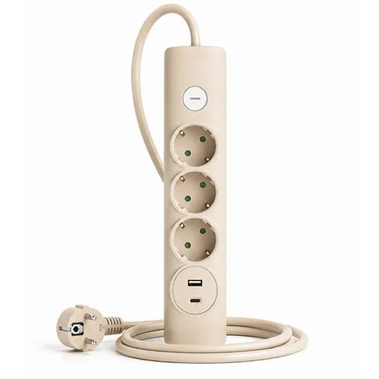 올탭 컬러핏 3구 멀티탭 USB/C-Type, 웜베이지, 1.4m, 1개